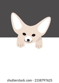 Fennec Fox Baby Lie On The Table, Flat Icon Design, Vector Illustration