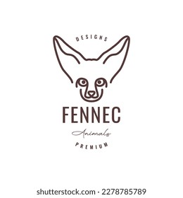 fennec fox big ear face line minimal hipster logo design vector