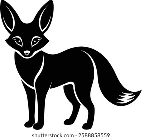 fennec fox black and white vector illustration