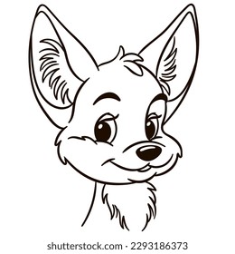 Fennec fox cartoon character. Cute baby animal print for kids