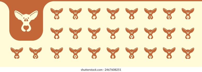 fennec fox lindo animal icono diseños de Vector