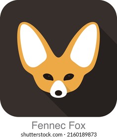 Fennec fox face flat icon design, vector illustration