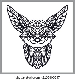 Fennec fox head mandala arts, isolated on white background