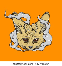 Fennec Fox Head With Smoke Vector
