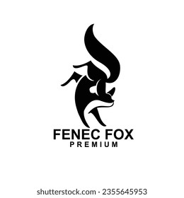 fennec fox icon design illustration negative black white template