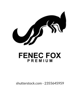 fennec fox icon design illustration negative black white template
