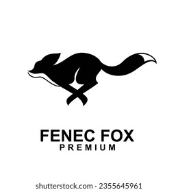 fennec fox icon design illustration negative black white template