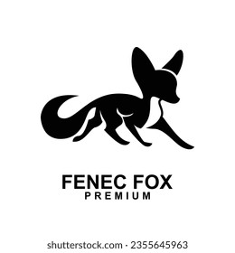 fennec fox icon design illustration negative black white template