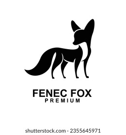 fennec fox icon design illustration negative black white template
