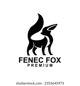 fennec fox icon design illustration negative black white template