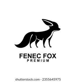 fennec fox icon design illustration negative black white template