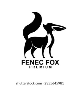 fennec fox icon design illustration negative black white template