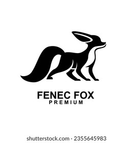 fennec fox icon design illustration negative black white template