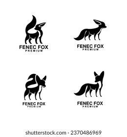 fennec fox icon design illustration negative black white template