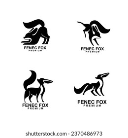 fennec fox icon design illustration negative black white template