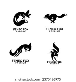 fennec fox icon design illustration negative black white template