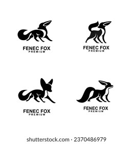 fennec fox icon design illustration negative black white template