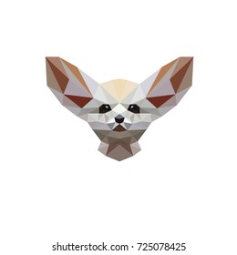 Fennec fox, isolated low poly illustration. - Vector. Print design for T-shirts, notepads, postcards, books, posters, bags, swiss shirts, sweaters, raglans, hats, dresses, wallpapers, furniture