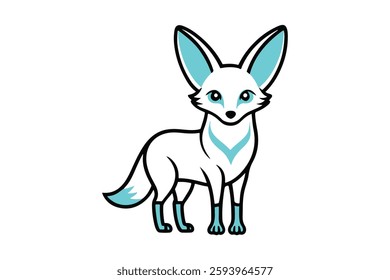 fennec fox line art of vector