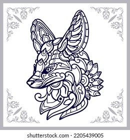 Fennec fox mandala arts isolated on white background