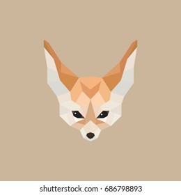 Fennec fox polygonal style. Vector illustration.
