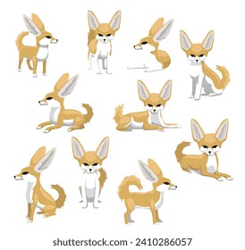 Ilustración del vector de dibujos animados curados de Fennec Fox Poses