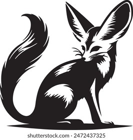 A Fennec Fox silhouette vector art illustration.eps