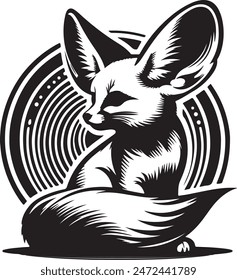 Fennec Fox silhouette vector art illustration.eps