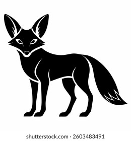 Fennec fox silhouette vector on white