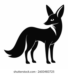 Fennec fox silhouette vector on white background