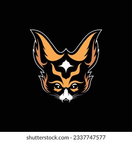 Fennec Fox Silhouette Vector, Retro Logo, Vintage, Fennec Fox Head, Minimalism, Fennec Fox Line Art, E-Sports Logo, Fennec Fox Illustration