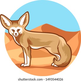 The fennec fox Standing in the Desert