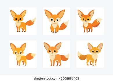 Fennec Fox Vetor Ilustração - Desenho Animado Clipart e Line Art Design