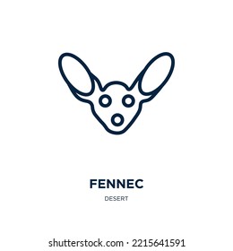 fennec icon from desert collection. Thin linear fennec, cartoon, fur outline icon isolated on white background. Line vector fennec sign, symbol for web and mobile