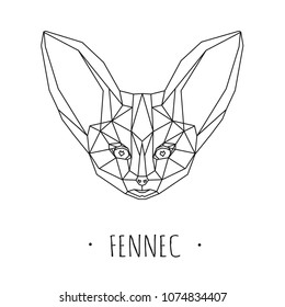 Fennec stylized triangle polygonal model. Vector illustration