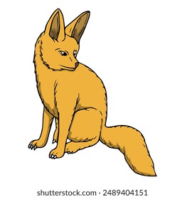 fennec vector illustration,isolated on white background,top view