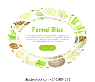 Fennel Banner Design with Edible Condiment Vector Template