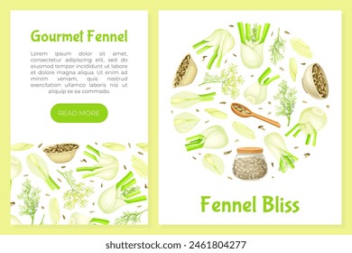 Fennel Banner Design with Edible Condiment Vector Template