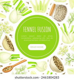 Fennel Banner Design with Edible Condiment Vector Template