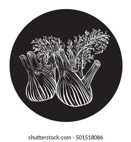 Fennel in a circle monochrome vector