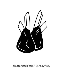 Fennel icon in black flat glyph, filled style isolated on white background