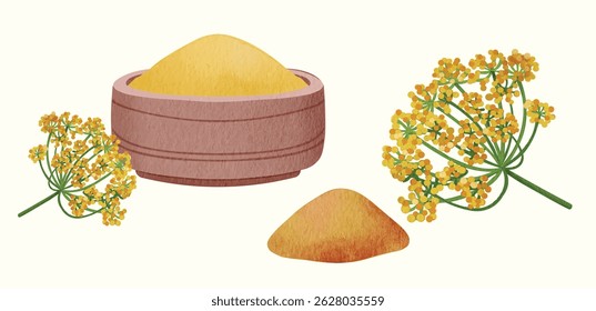 Fennel Pollen Spice for Food and Culinary Illustration