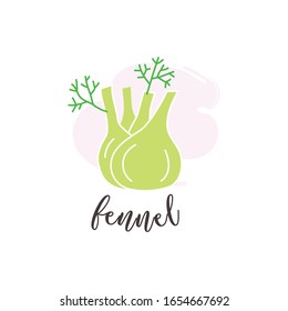 Fennel root vegetable hand drawn illustration with text 