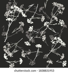 Fennel seamless dark pattern in  scandinavian style