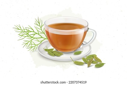 Fennel-Samen-Kräutertee-Vektorgrafik mit Fenchelsamen