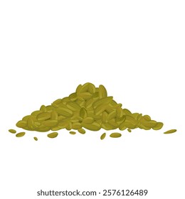 Fennel seeds in flat design. Spice cooking ingredient, scented condiment. Vector illustration isolated.