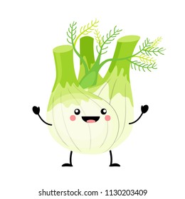 Fennel  vector illustration in flat style  isolated on white background. Cartoon vegetables.