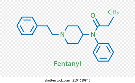 Fentanyl-chemische Formel Fentanyl strukturelle chemische Formel einzeln auf transparentem Hintergrund.