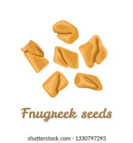 Fenugreek seeds isolated on white background. Vector illustration of seasoning in cartoon simple flat style.