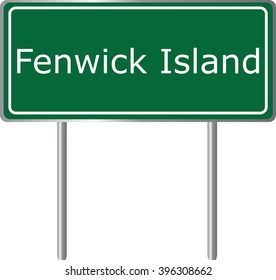 Fenwick Island , Delaware , road sign green vector illustration, road table, USA city